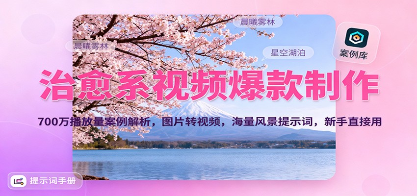 治愈系视频爆款制作，700万播放量案例解析，图片转视频，海量风景提示词，新手直接用-九零网创