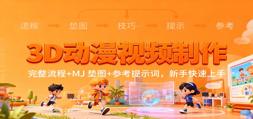 3D动漫视频制作，完整流程+MJ 垫图+参考提示词，新手快速上手-九零网创