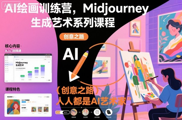 AI绘画训练营，Midjourney生成艺术系列课程，人人都是AI艺术家-九零网创