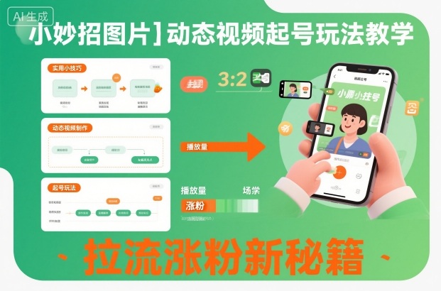 小妙招图片＋动态视频起号玩法教学，拉流涨粉新秘籍-九零网创