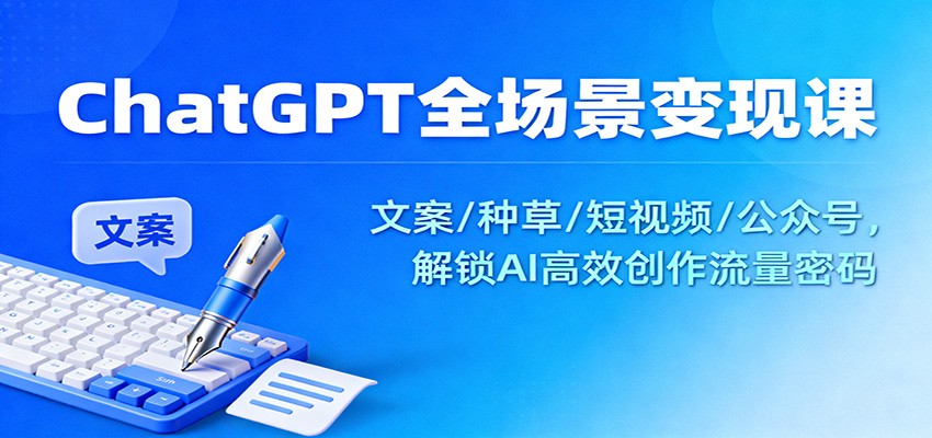 ChatGPT全场景变现课：文案/种草/短视频/公众号，解锁AI高效创作流量密码-九零网创