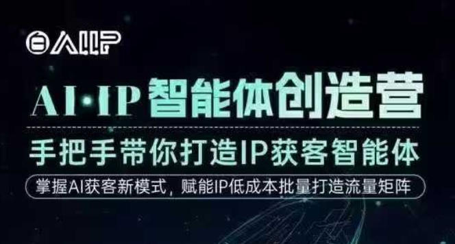 AI·IP智能体创造营，手把手带你打造IP获客智能体，高成交创始人IP课-九零网创