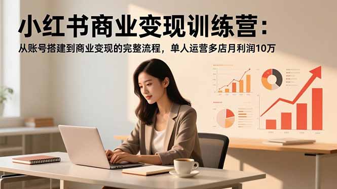 小红书商业变现训练营：从账号搭建到商业变现的完整流程，单人运营多店月利润10万-九零网创