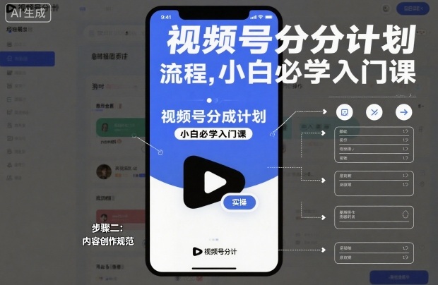 视频号分成计划实操流程，小白必学入门课-九零网创