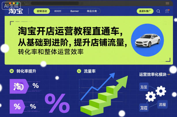 淘宝开店运营教程直通车,从基础到进阶,提升店铺流量,转化率和整体运营效率(更新11月)-九零网创