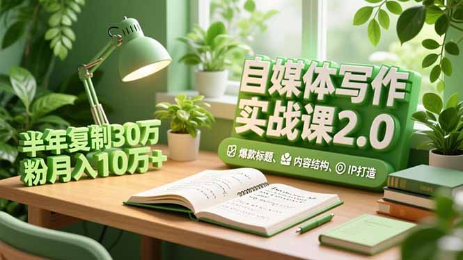 自媒体写作实战课2.0,爆款标题、内容结构、IP打造,半年复制30万粉月入10万+-九零网创