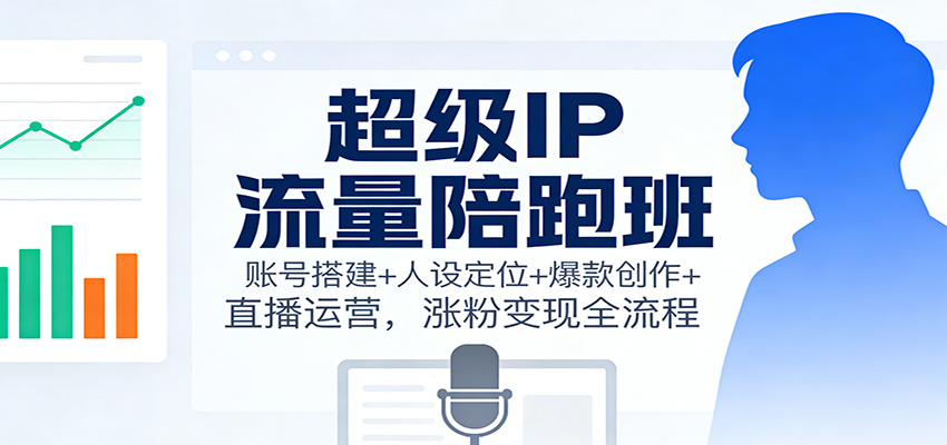 超级IP流量陪跑班：账号搭建+人设定位+爆款创作+直播运营，涨粉变现全流程-九零网创