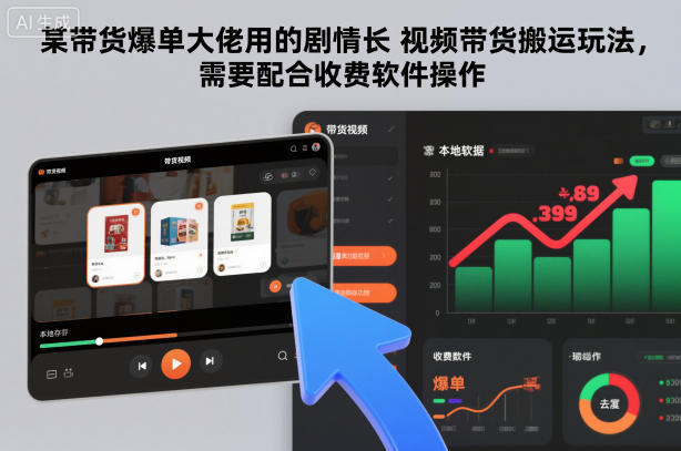 某带货爆单大佬用的剧情长视频带货搬运玩法，需要配合收费软件操作-九零网创