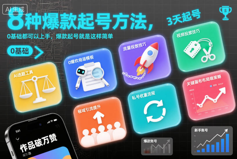 8种爆款起号方法，0基础都可以上手，爆款起号就是这样简单-九零网创
