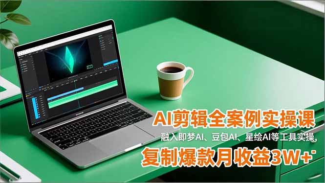 AI剪辑全案例实操课,融入即梦AI、豆包AI、星绘AI等工具实操,复制爆款月收益3W+-九零网创