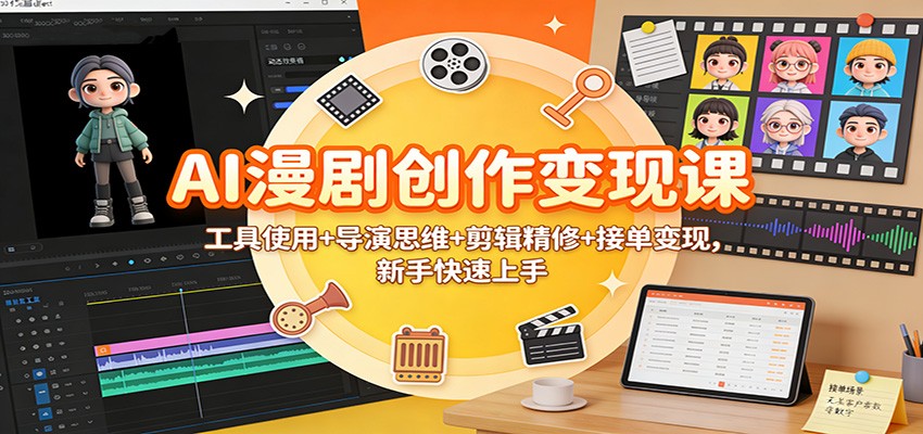 AI漫剧创作变现课:工具使用+导演思维+剪辑精修+接单变现,新手快速上手-九零网创