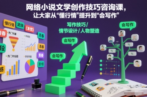 网络小说文学创作技巧咨询课,让大家从“懂行情”提升到”会写作”的高度-九零网创