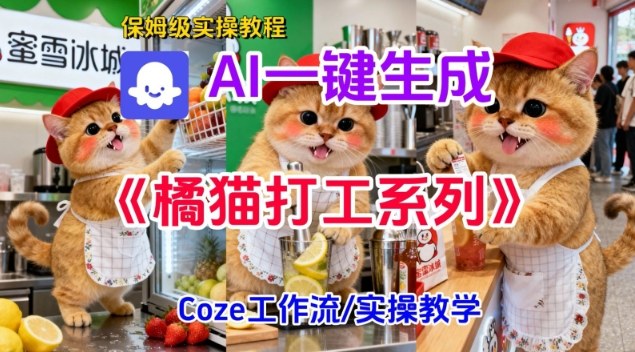 Coze扣子工作流一键生成胖橘猫打工短视频,保姆级实操搭建教学-九零网创