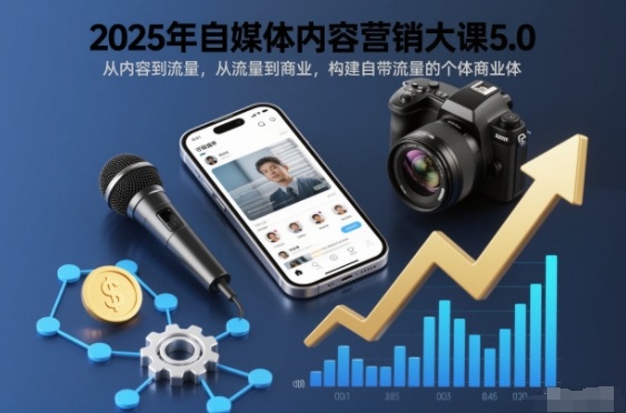 2025年自媒体内容营销大课5.0，从内容到流量，从流量到商业，构建自带流量的个体商业体-九零网创