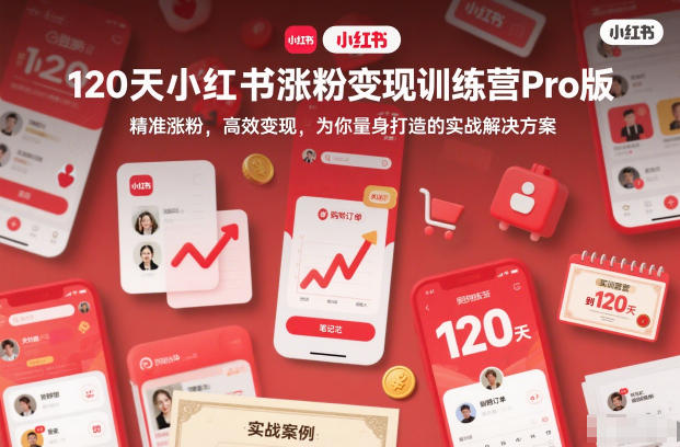 120天小红书涨粉变现训练营Pro版，​精准涨粉，高效变现​，为你量身打造的实战解决方案-九零网创