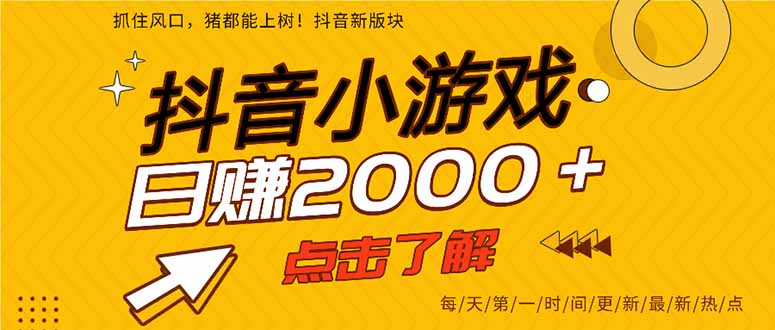 2025年爆火的抖音小游戏项目,一部手机日入2000+-九零网创