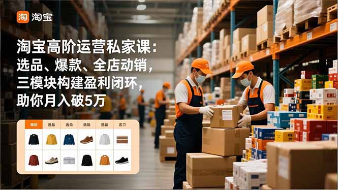 淘宝高阶运营私家课：选品、爆款、全店动销，三模块构建盈利闭环，助你月入破5万-九零网创