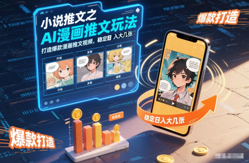 小说推文之AI漫画推文玩法，打造爆款漫画推文视频，稳定日入大几张-九零网创