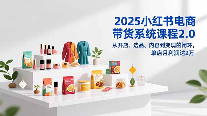 2025小红书电商带货系统课程2.0，从开店、选品、内容到变现的闭环，单店月利润达2万-九零网创