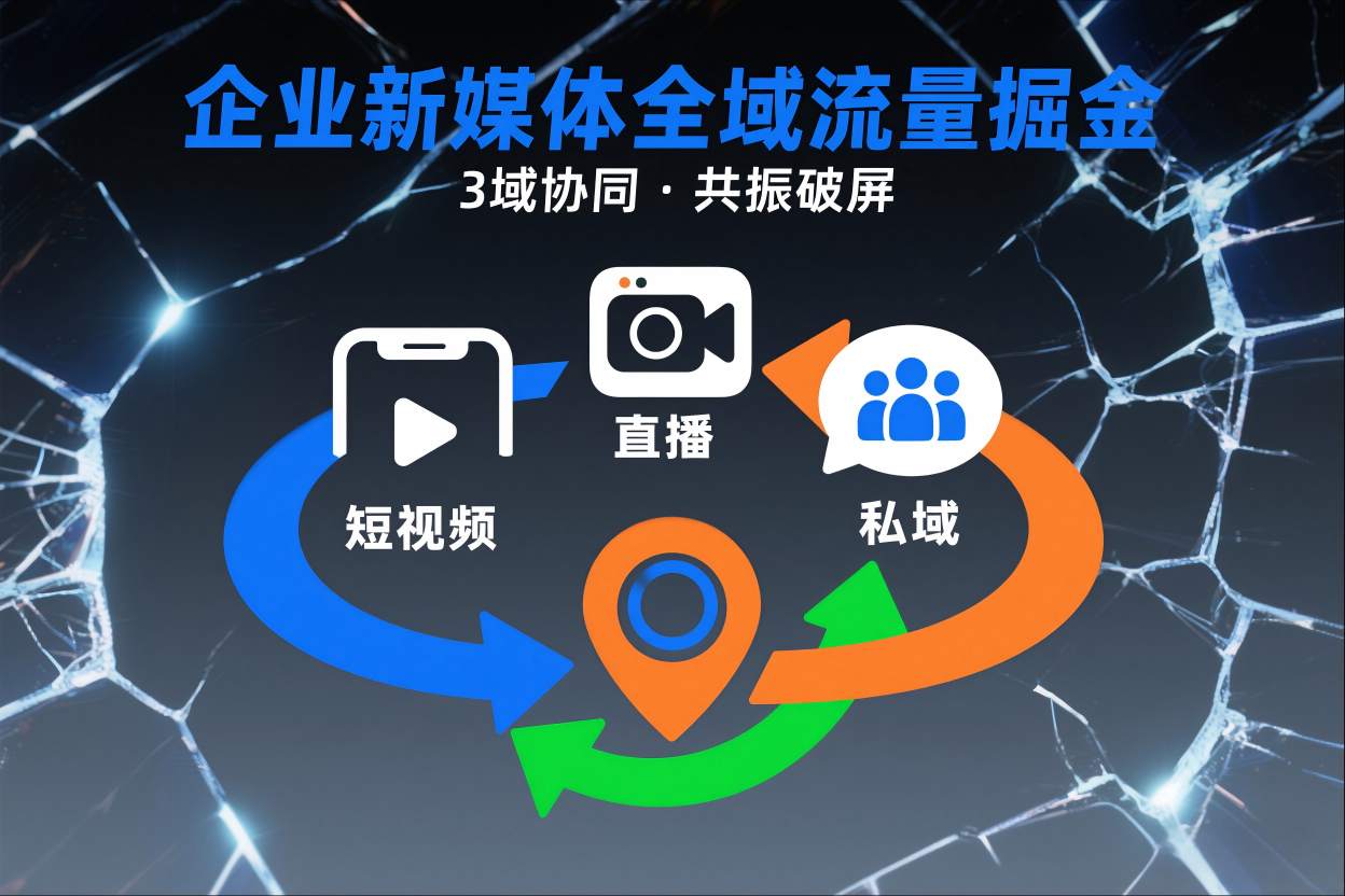 短视频全域商业模式,企业新媒体全域流量掘金,3域协同,共振破屏,短视频-直播-私域-地域-九零网创