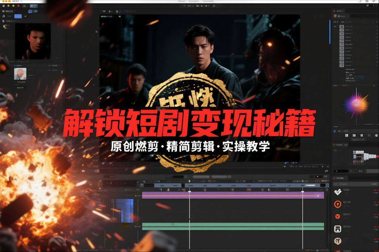 短剧拉新之原创燃剪精简剪辑实操课,解锁短剧变现秘籍-九零网创