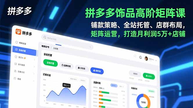 拼多多饰品高阶矩阵课，铺款策略、全站托管、店群布局，矩阵运营，打造月利润5万+店铺-九零网创