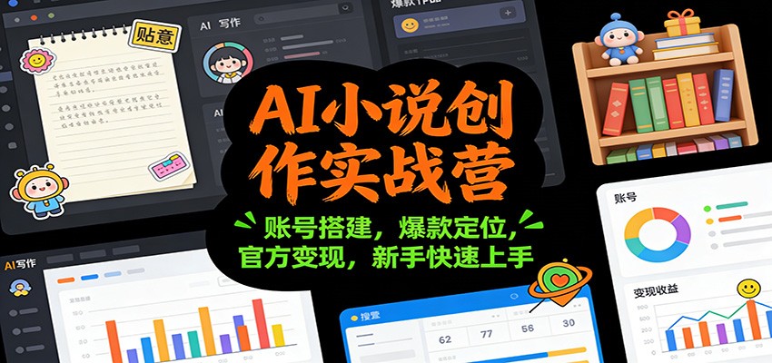 AI小说创作实战营：账号搭建，爆款定位，官方变现，新手快速上手-九零网创