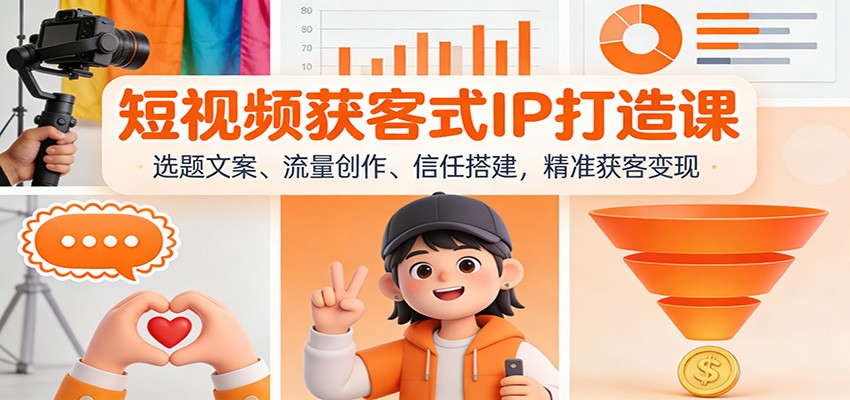 短视频获客式IP打造课：选题文案、流量创作、信任搭建，精准获客变现-九零网创