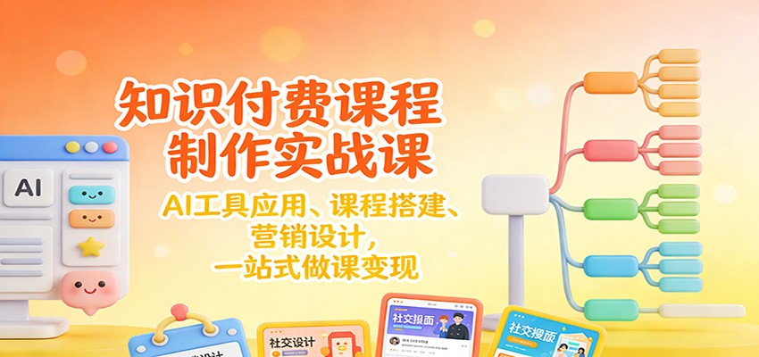知识付费课程制作实战课：AI工具应用 、课程搭建、营销设计，一站式做课变现-九零网创