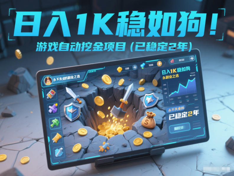日入1K稳如狗！游戏自动挖金项目(已稳定2年)，永不失业的副业之选【揭秘】-九零网创