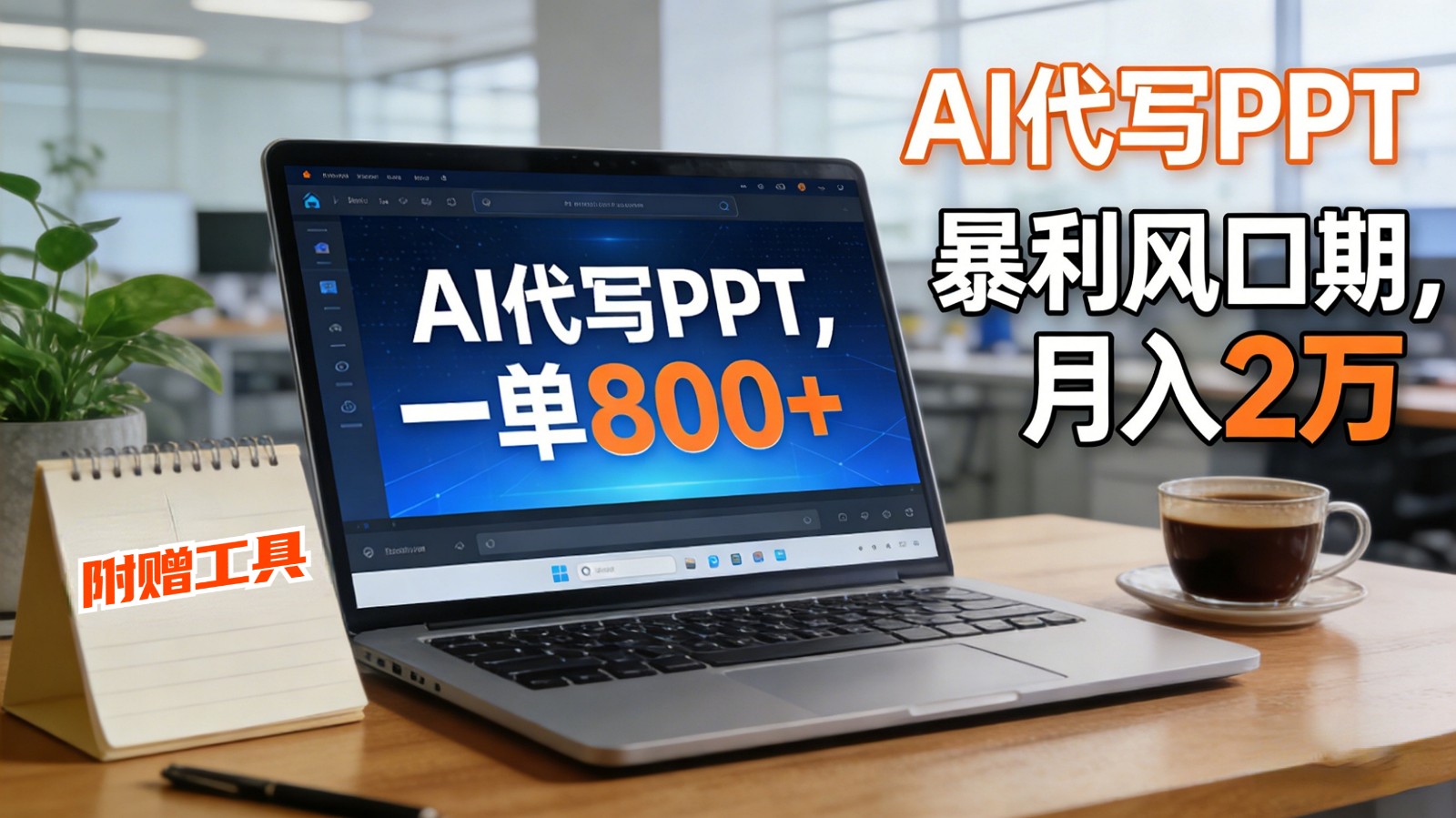 AI 代写做 PPT！一单狂赚 800+，风口期月入 2 万(工具 + 提示词直接送)-九零网创