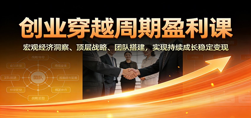 创业穿越周期盈利课:宏观经济洞察、顶层战略、团队搭建,实现持续成长稳定变现-九零网创