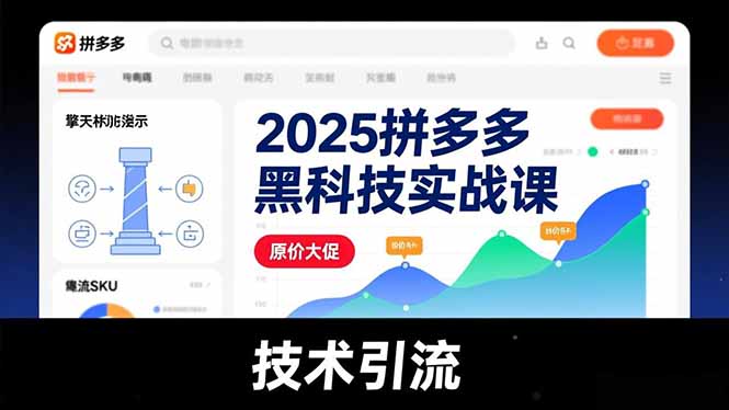 2025拼多多黑科技实战课，擎天柱玩法、爆流SKU、原价大促，技术引流，单店日销轻松破千单-九零网创
