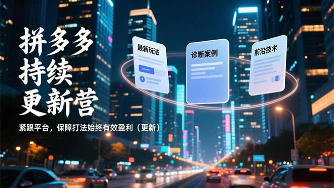 拼多多持续更新营，最新玩法、诊断案例、前沿技术，紧跟平台，保障打法始终有效盈利(更新-九零网创