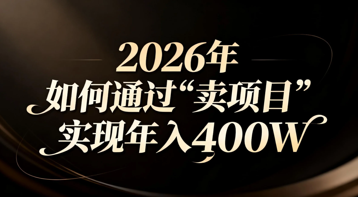 2026年如何通过“卖项目”实现年入百万-九零网创