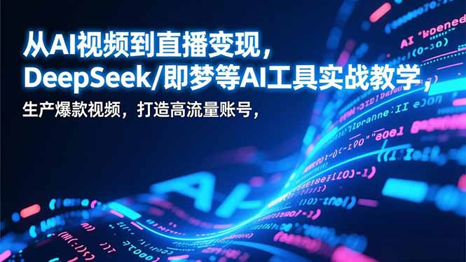 从AI视频到直播变现，DeepSeek/即梦等AI工具实战教学，生产爆款视频，打造高流量账号-九零网创