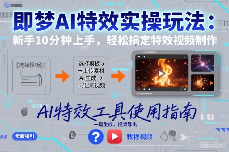 即梦AI特效实操玩法：新手10分钟上手，轻松搞定特效视频制作-九零网创