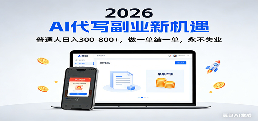 2026 副业首选！AI 代写日入 300-800，普通人0门槛，做一单结一单！-九零网创