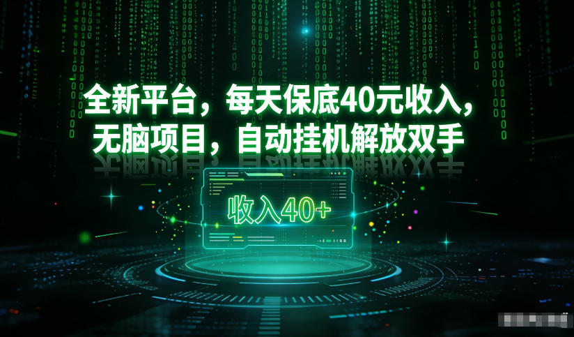 最新看广平台，每天保底30-4米，无脑项目，自动挂G解放双手【揭秘】-九零网创