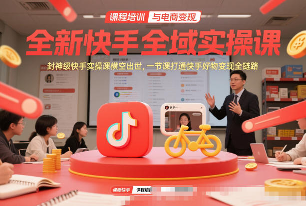 全新快手全域实操课，封神级快手实操课横空出世，一节课打通快手好物变现全链路-九零网创