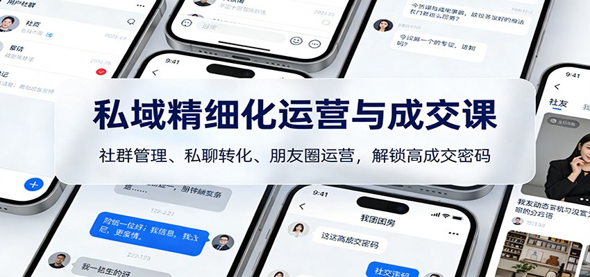 私域精细化运营与成交课：社群管理、私聊转化、朋友圈运营，解锁高成交密码-九零网创