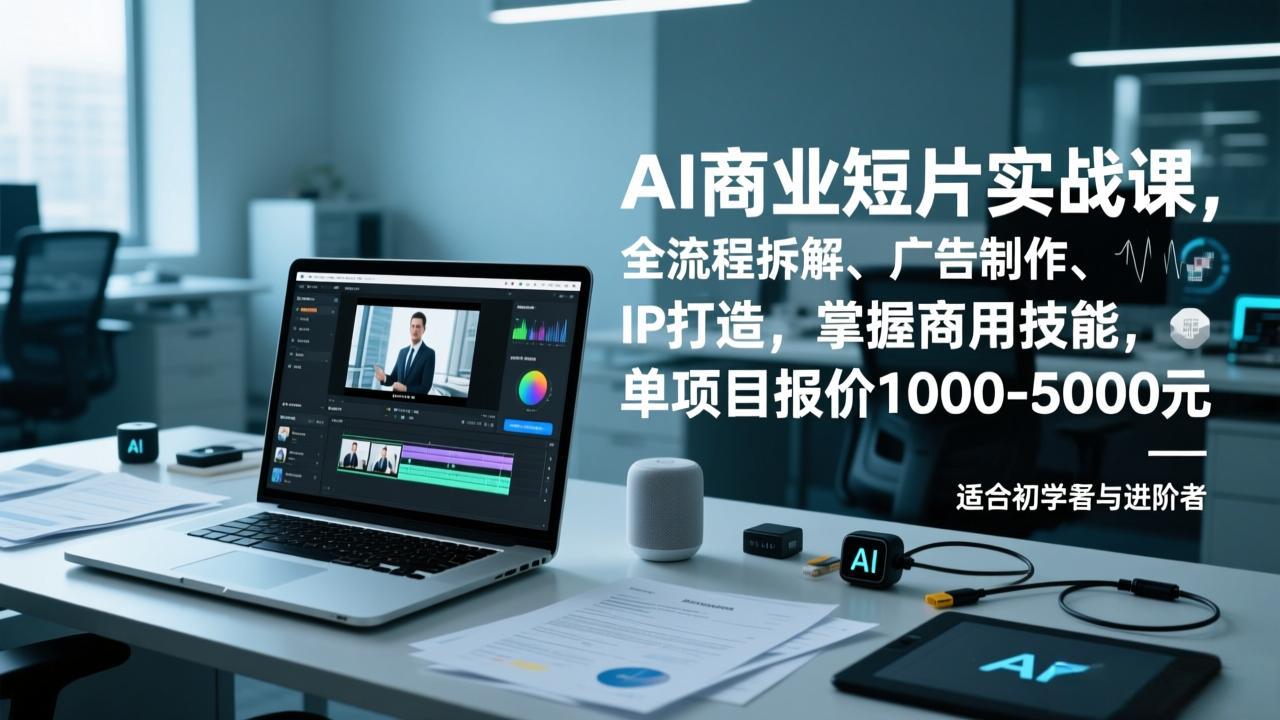 AI商业短片实战课，全流程拆解、广告制作、IP打造，掌握商用技能，单项目报价1000-5000元-九零网创