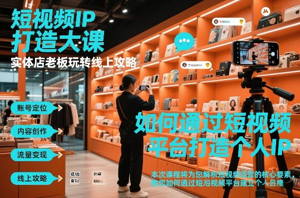 短视频ip打造大课，实体店老板玩转线上攻略-九零网创