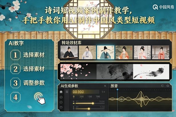 古诗词短视频案例制作教学，手把手教你用AI制作中国风类型短视频-九零网创