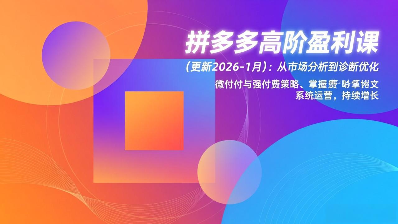 拼多多高阶盈利课(更新2026-1月-九零网创