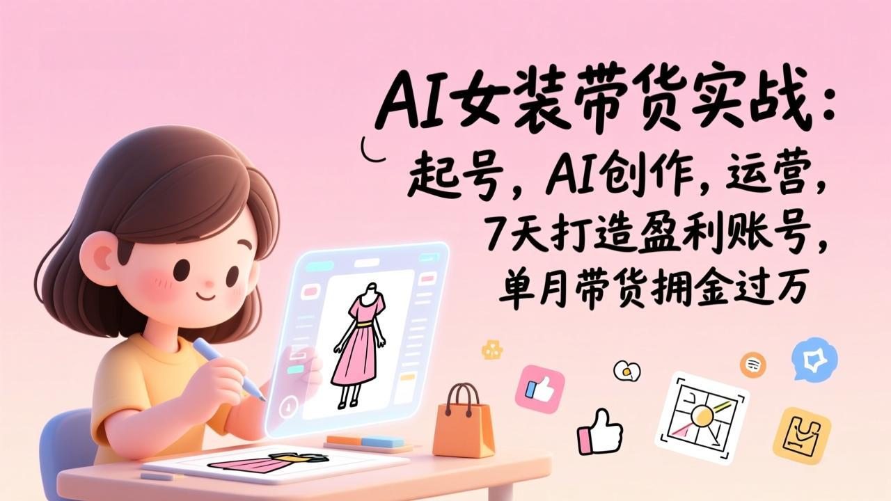 AI女装带货实战：起号，AI创作，运营，7天打造盈利账号，单月带货佣金过万-九零网创