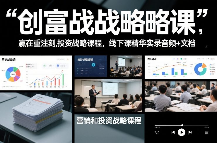 创富战略课，赢在重注时刻，营销和投资战略课程，线下课精华实录音频+文档-九零网创