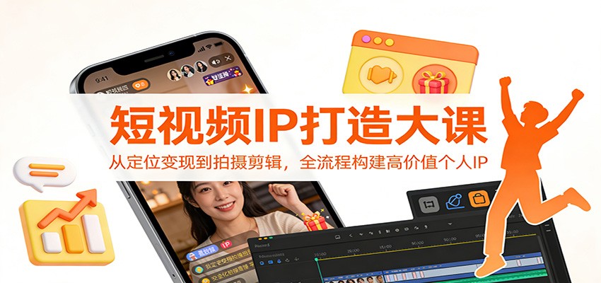 短视频IP打造大课：从定位变现到拍摄剪辑，全流程构建高价值个人IP-九零网创