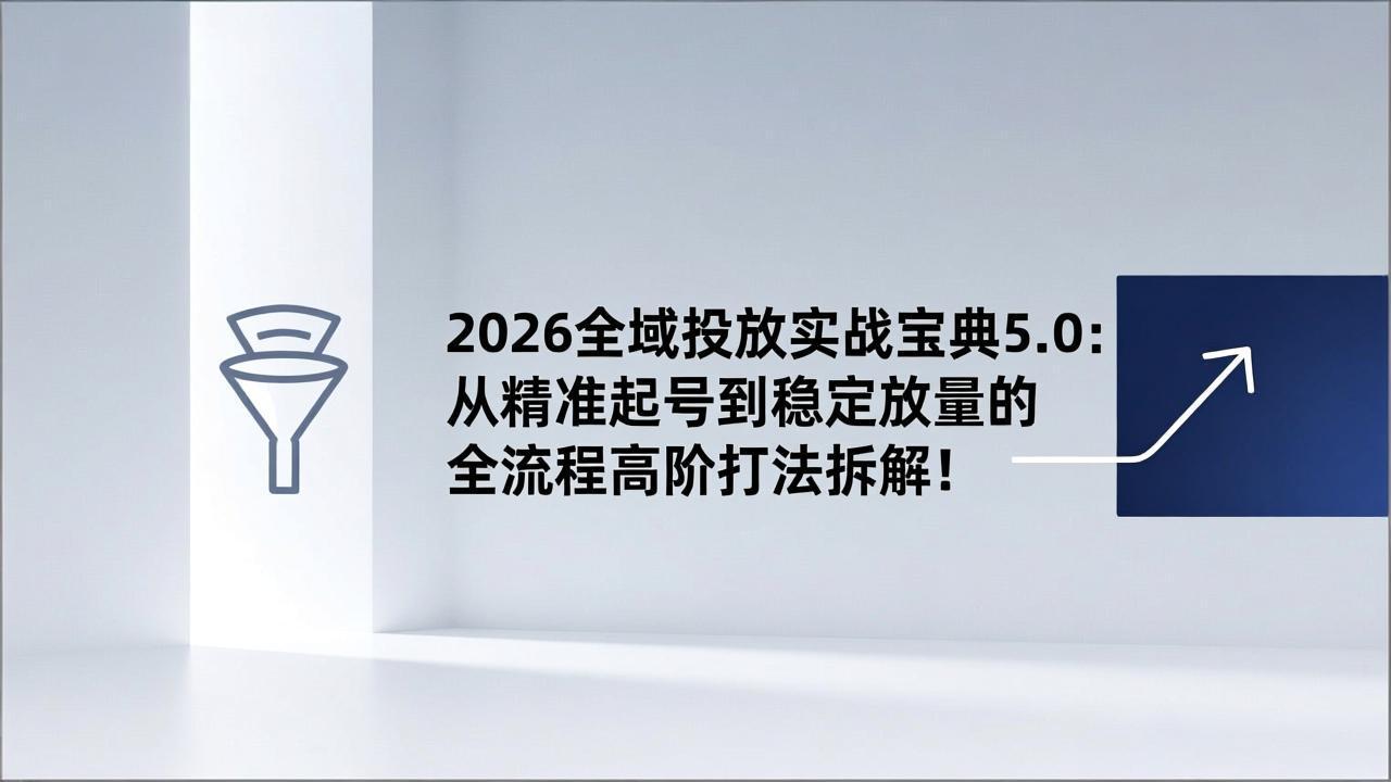 2026全域投放实战宝典5.0：从精准起号到稳定放量的全流程高阶打法拆解！-九零网创