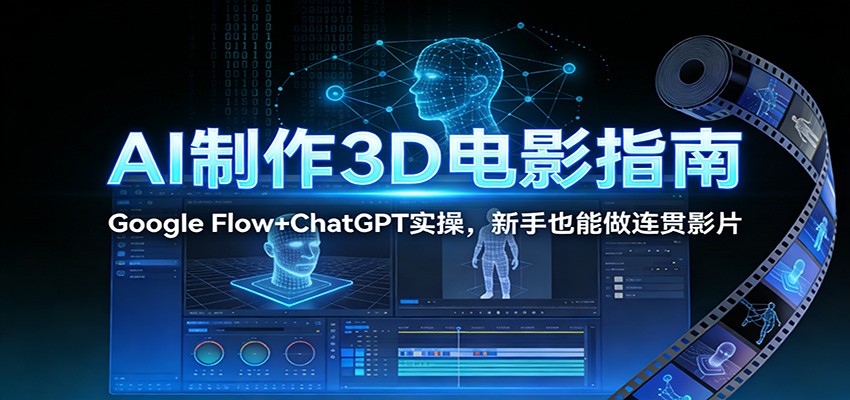 AI制作3D电影指南：Google Flow+ChatGPT实操，新手也能做连贯影片-九零网创